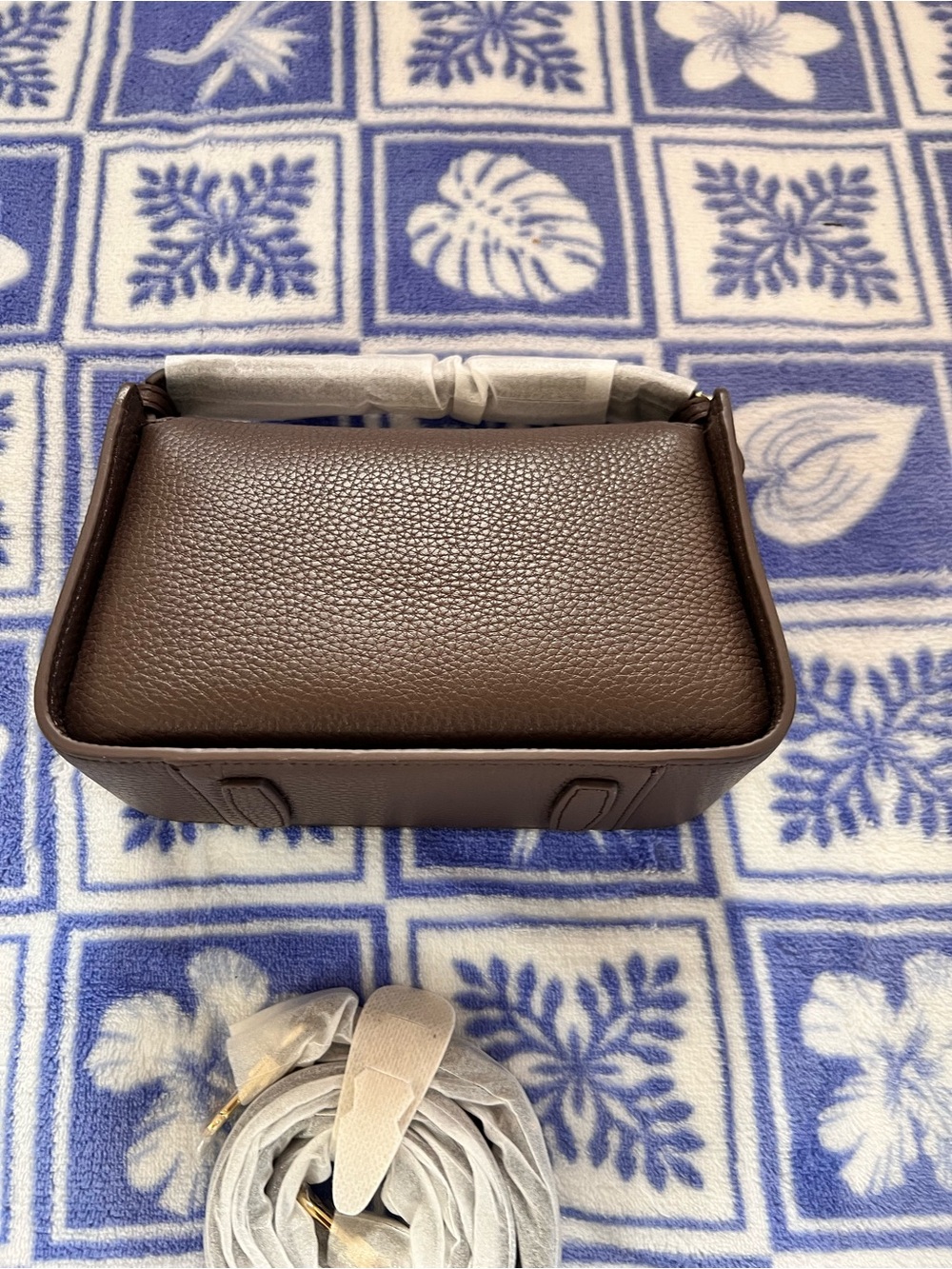 The Horse mini Clementine Compact Pebbled Leather Mini Bag in Dark Brown - Picture 5 of 9